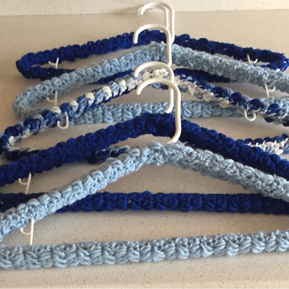 Clothes Hangers Blue New Set of 5 (Five) Handmade Crochet
